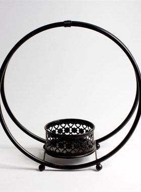 中式仿真梅花摆件铁艺软装饰品客厅书房办公室玄关创意艺术瓷盘架