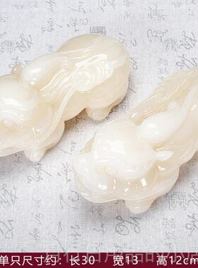 正品天然青玉石貔貅摆件公母一对厅玄关酒柜公司客公办开业乔室迁