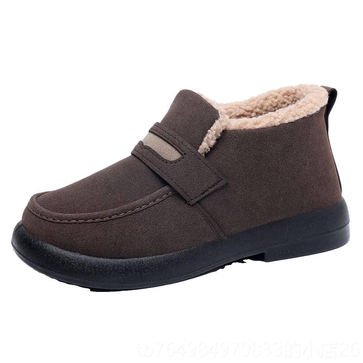 正品2023冬季新款加厚豆豆鞋老北年京鞋尚时一脚蹬平底毛毛鞋布妈 - 图1