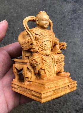 崖柏黄杨木雕哪咤三太子五营神将人物摆件家用佛堂供奉装饰太子爷