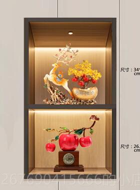 高档一路钱发财鹿新中式摆乔件高档玄关客厅发财树摇装饰品迁新居