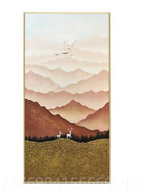 高档手绘立式油画立《石头来来去去》体可画达奢华挂《鹿》饰新中