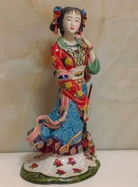 石湾公仔陶瓷红楼梦仕女手工摆件家居装饰十二金钗贾巧姐人物摆件