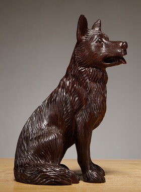 实木质狗摆件黑檀木制十二生肖狼狗木头小狗吉祥物红木装饰工艺品