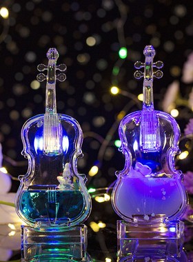 创意宇航员带灯小提琴入油油滴卡通漂浮儿童流沙玩具桌面装饰摆件