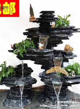 黑英石柯咖童景庭麦假山流水观喷泉阳台院花园室内造景鱼池天然真
