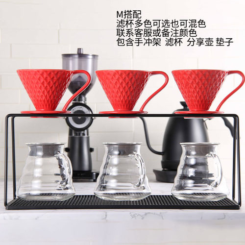 手冲架 滤杯支架 手冲咖啡套装 双孔/三孔滤杯架V60陶瓷/玻璃滤杯 - 图0