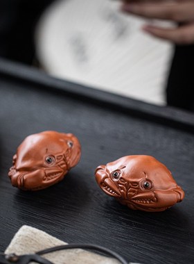 富甲天下紫砂小螃蟹茶宠摆件手把件可养茶玩创意茶台茶盘装饰品