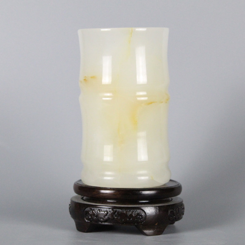 Natural jade pen holder, office stationery, creative business gifts, home crafts, Afghan jade ornaments, small vase
