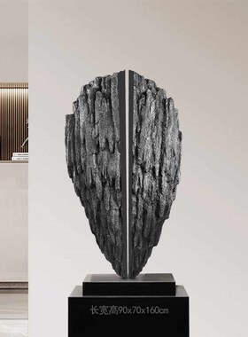 仿真石头橱窗展厅美术馆酒店大堂玄关售楼部创意裂开石头装饰造景