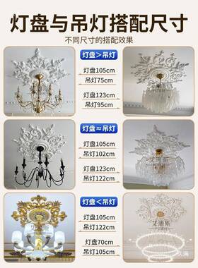底法式灯盘pu膏线条石式灯盘拼花tj#u+j#f欧吊灯灯座座圆形盘组合