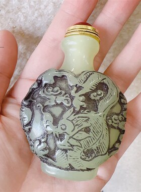 老式带勺鼻烟壶古董怀旧鼻烟具用品古典鼻壶瓶子把玩龙凤礼仪用品