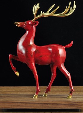 彩铜梅花鹿摆件站鹿中式鹿摆设家居客厅电视柜装饰品乔迁新居礼品