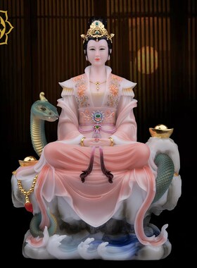 白蛇青蛇摆件生肖东北保家常蟒聚财女娲娘娘神像汉白玉家用摆件