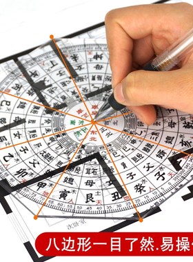 二十四山人天地立极尺专业户型布局测量透明罗盘八边形24山定位仪