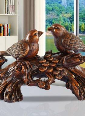 书柜书房件复电古小鸟摆房间设创意装饰品客厅视柜酒柜摆工咎械24