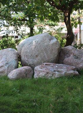 户外墅JFU仿真空石头花园庭院别假山玻璃钢雕草坪塑园林假石头心