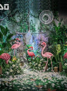 件艺婚庆XW955223橱窗道具铁艺饰火烈鸟摆花园装饰装品花园摆件铁