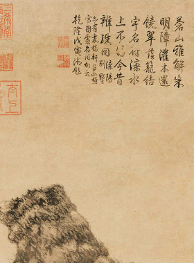 元王蒙夏日山居图纸本设色真迹高清微喷打印临摹画稿范本装饰画心
