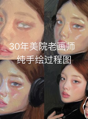 纯手绘油画定制来图定制照片人物人像肖像风景玄关装饰画代画成品