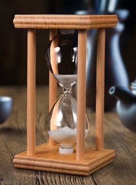 心理咨询室时间沙漏60分钟计时器实木创意复古流沙瓶装饰布置摆件