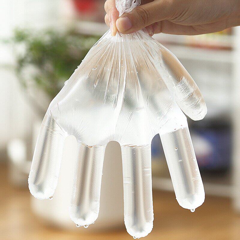 zzu【100个装】加厚一次性pe手套餐饮美发手膜厨房食品龙虾透明手