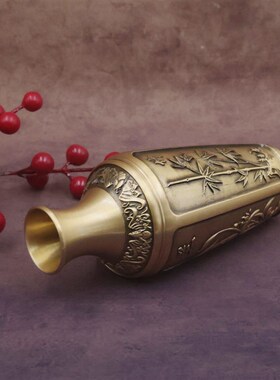 黄铜梅兰竹菊笔筒办公室书房创意花瓶工艺品春夏秋冬桌面摆件装饰