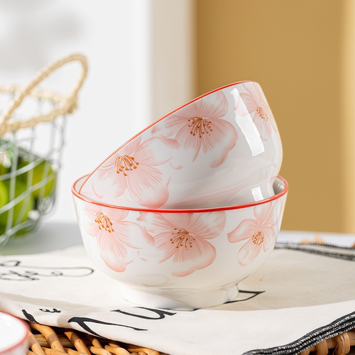 5英寸饭碗国色天香高颜值家用釉下彩米饭碗陶瓷碗汤碗泡面碗套装 - 图2