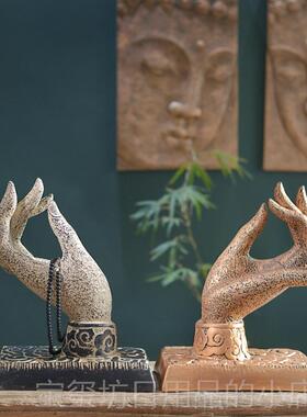 高档新中式客厅彷风家装古品居覆古中国风艺术禅意空间茶饰室佛手