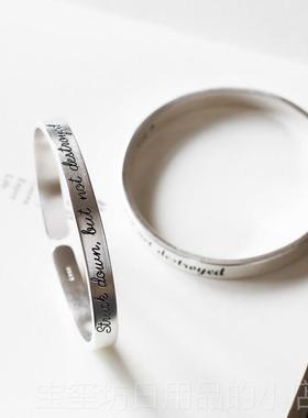 高档原创手作999情纯银手镯女做旧侣手镯一对J励手镯志定制J刻字