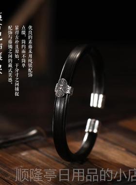 正品花[木竹]S925纯银野生无鸡血藤节用手炼天樱然钻石藤玩具女男