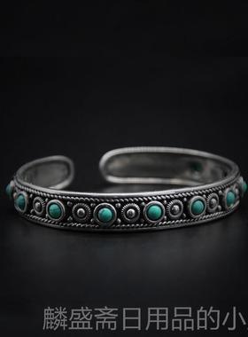 正品族风925纯银手镯覆古口款开藏族特色旧民手环游牧做草原风蒙