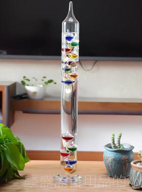 正品伽利略彩球物酒理悬浮温件度计柜客厅玻璃理摆学生物学创意礼