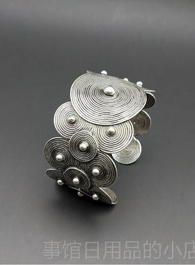 高档苗银的质手炼，覆古炼民族丝质手，个性霸气手炼，精致族简约