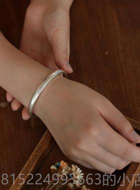 正品99送纯银手工创光板细手镯可刻字定制图案女原友9闺蜜礼物