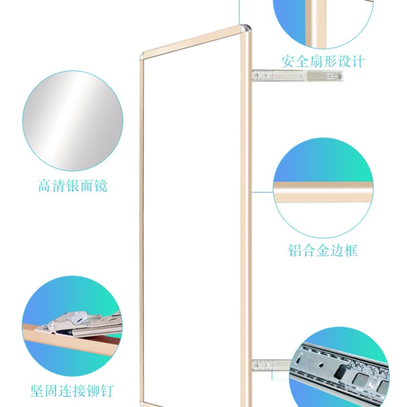 衣柜镜子内装推拉镜试衣镜衣橱内置旋转隐藏全身镜折叠伸缩穿衣镜 - 图3