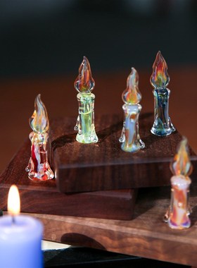 七隐 纯手工玻璃蜡烛装饰蜡烛摆件复古家居摆件车载摆件