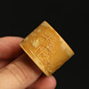 Boutique famous artist Wang Lei's pure handcrafted low-relief landscape and scenery old jade bamboo ring with finger handle and bamboo carving ring