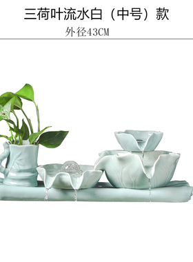 陶瓷自动循环流水养鱼盆鱼缸增氧过滤器室内喷泉瀑布装饰造景摆件