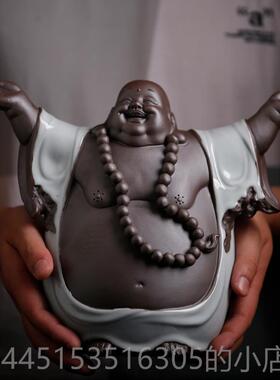 正品陶瓷弥勒佛摆件办公新室书房厅客博架装饰乔迁居开业礼品送古