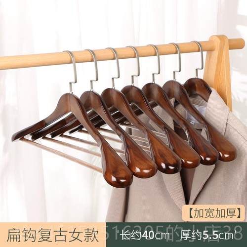 正品外实木衣架冬天厚衣羽绒服家用无痕西装羊套绒大衣服专用衣挂 - 图0