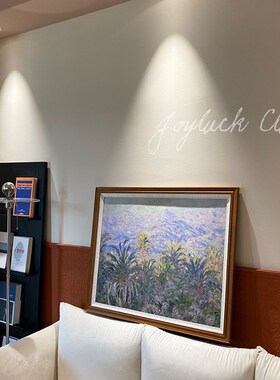 莫奈棕榈树法式复古经典风景欧式名画实木装饰画客厅卧室饭厅挂画