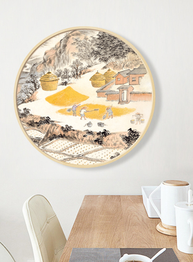 水墨宣言 餐厅墙面装饰画饭厅挂画手绘粮食丰收图墙画面馆墙饰画