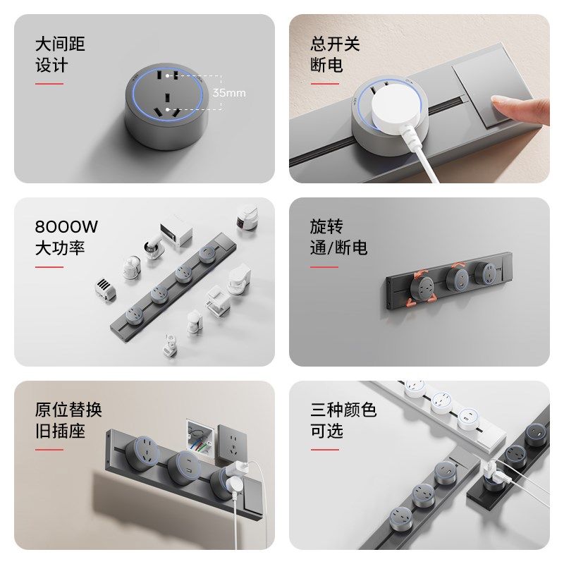 国际电工轨道插座带开关移动滑轨排插32A家用扩展50-120cm超长款,淘宝优惠券,粉丝福利购,淘宝优惠卷