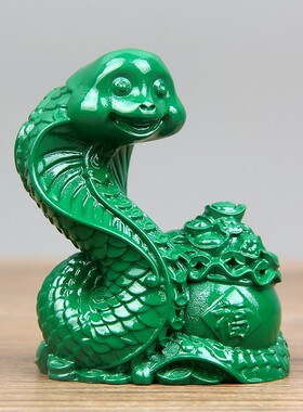 东阳木雕实木工艺品招财木质绿色红色蛇吊坠桌面十二生肖木蛇摆件