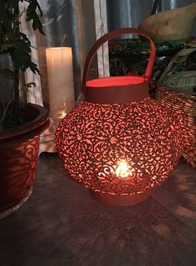 设计师新款摩洛哥异域风情仿铜做旧铁艺烛台摆件家居装饰工艺品