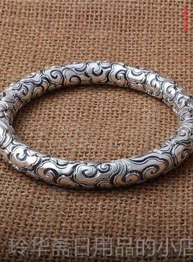 高档环纯银手环999纯银神手工男士图全案美猴王金手情侣定海针