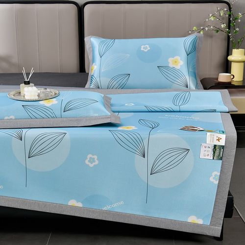 夏季碳光凉席冰丝席三件套2024新款学生宿舍单人席子双人席可折叠 - 图2