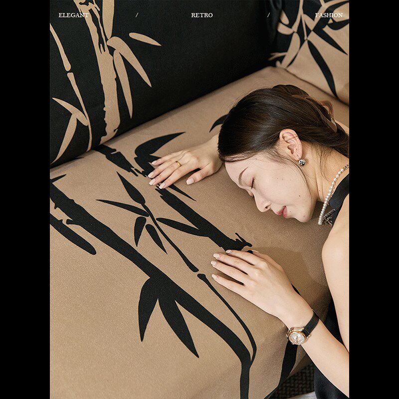 【孤品35折】蜡笔派中式古典类羊绒月下竹影沙发盖布四季沙发套,淘宝优惠券,粉丝福利购,淘宝优惠卷