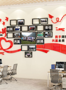 员工风采展示墙团队励志公司文化墙办公室墙面装饰企业形象照片墙